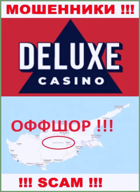 Deluxe-Casino Com - это противоправно действующая компания, пустившая корни в офшорной зоне на территории Cyprus