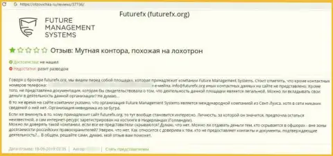 В организации FutureManagementSystems депозиты исчезают без следа (отзыв клиента)