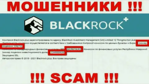 BlackRock Investment Management (UK) Ltd прячут свою жульническую суть, показывая на своем сайте лицензию