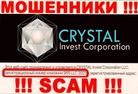 Регистрационный номер организации Crystal Invest, вероятнее всего, что фейковый - 955 LLC 2021