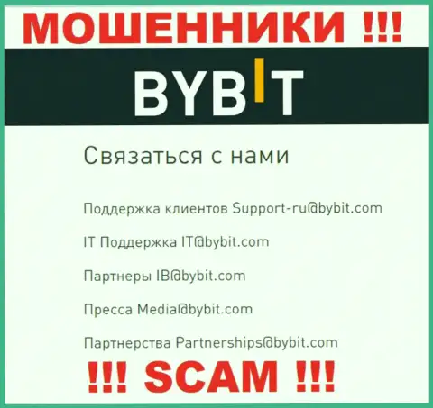 Адрес электронной почты разводил ByBit - информация с онлайн-ресурса компании