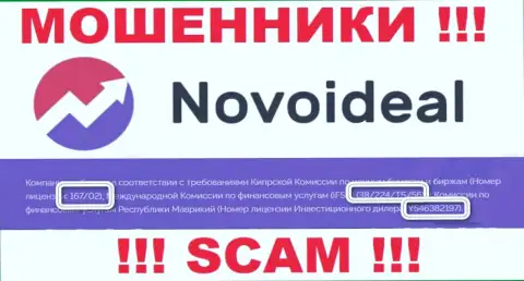 Не работайте с компанией NovoIdeal, зная их лицензию, представленную на web-сайте, Вы не сумеете спасти вложенные средства