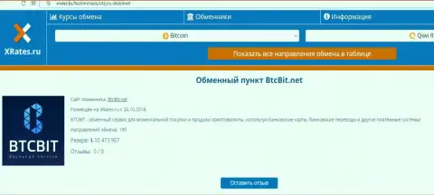 Информационная статья об онлайн-обменке BTCBit на сайте хрейтес ру