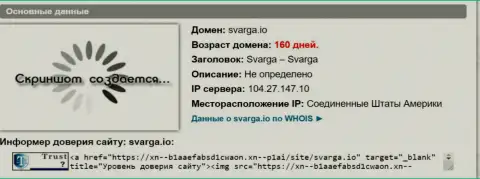 Возраст домена Форекс конторы Сварга, согласно справочной инфы, полученной на веб-портале довериевсети рф